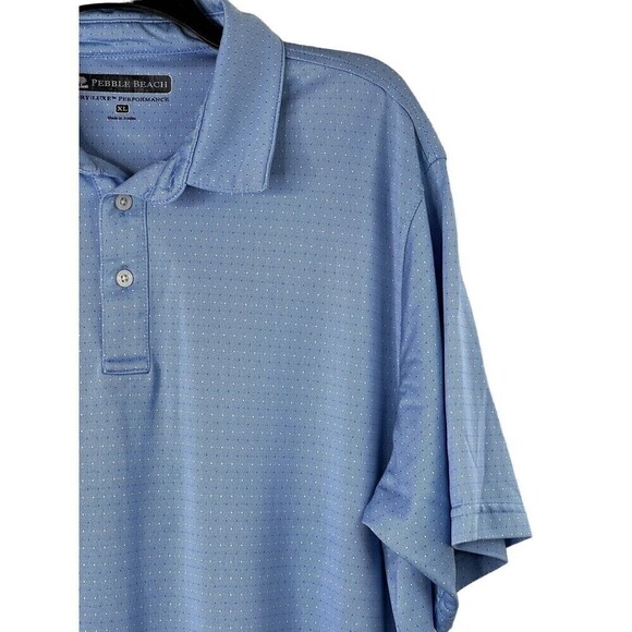 Pebble Beach Dry Luxe Performance Men's Short Sleeve Polo Shirt XL Sky Blue Dot - Picture 3 of 8